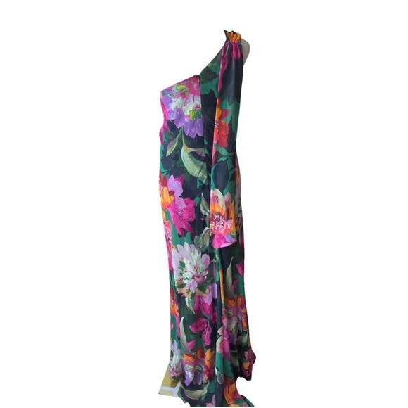 $198 Xscape Evenings Floral One-Shoulder Chiffon Gown Size 12 New - Picture 7 of 7